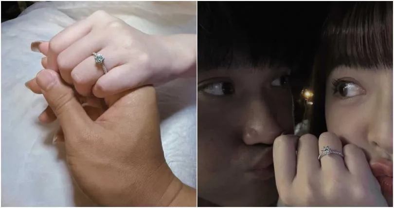 心韻24日曬出鑽戒照分享喜訊，證實已被球員男友林承飛求婚成功。（圖／翻攝自心韻臉書）