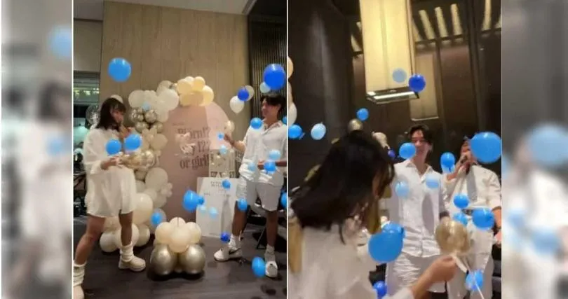 高爾宣和芮德舉辦胎兒性別派對，揭曉夫妻倆的第二胎是兒子。（圖／翻攝高爾宣 OSN IG）