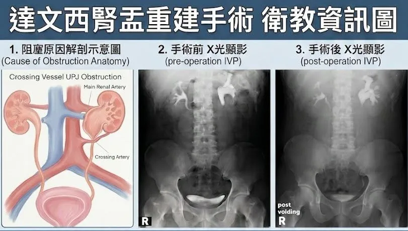 一項追蹤140名患者的多中心研究顯示，達文西腎盂成形術的影像學手術成功率高達95.7%。（圖／臉書「泌尿科呂謹亨醫師 - 大亨醫師」）
