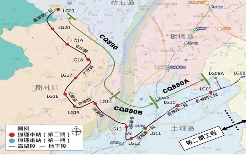 新北捷運規劃土城到樹林段路線圖。（新北市捷運工程局提供）