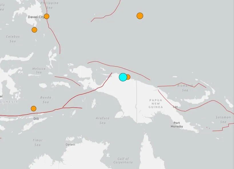 印尼發生規模6.5地震。（圖／USGS）