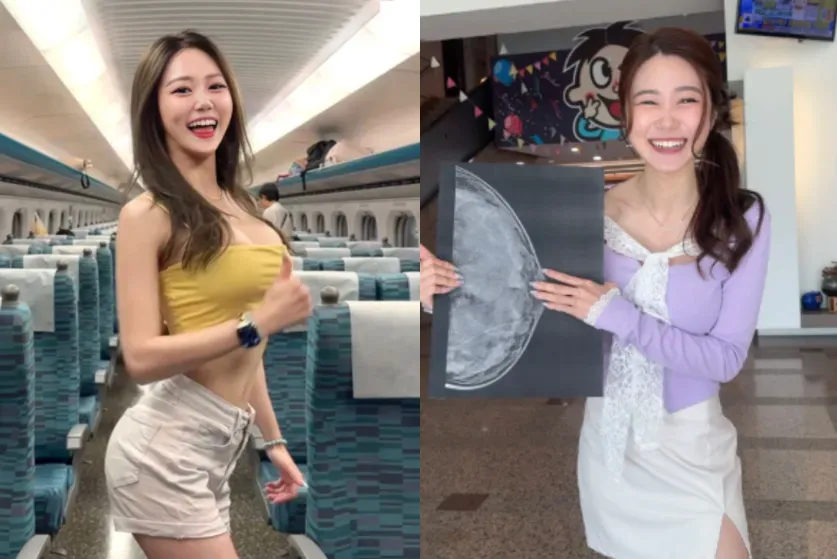 為了澄清網友對其身材的質疑，Hebe日前特別帶著乳房的X光片上《同學來了》（右）。（圖／翻攝自李芸IG）