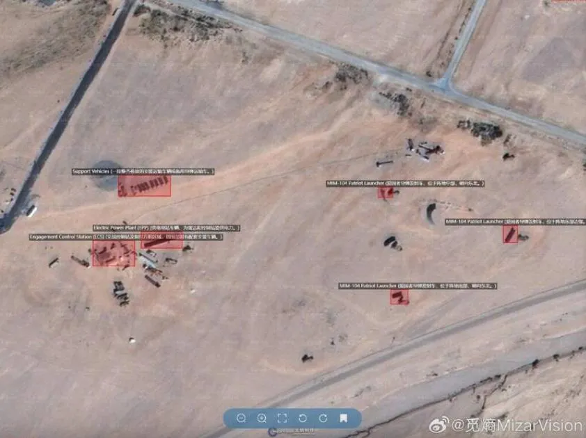 以色列基地旁疑似部署愛國者飛彈。（圖／翻攝微博「覓熵MizarVision」）