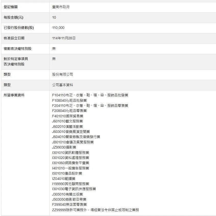 瑜海娛樂的營業項目相當多元。(圖/翻攝台灣公司網)