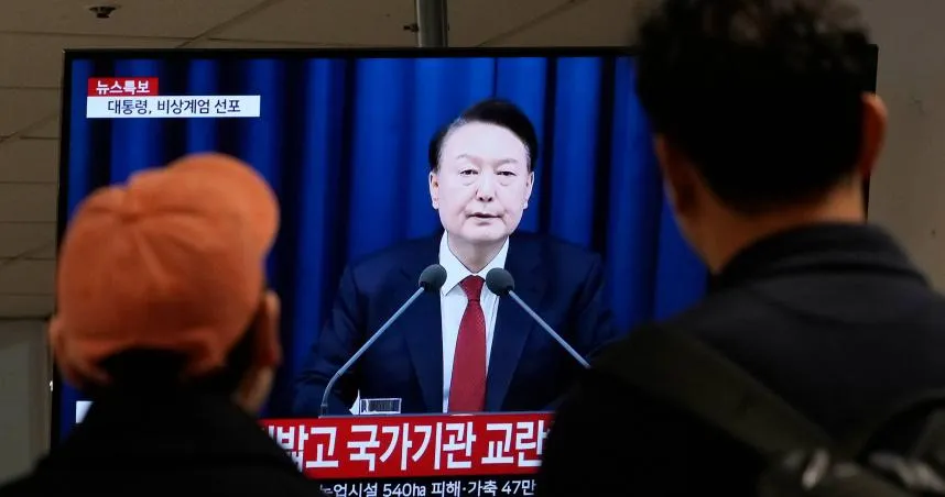2024年12月3日晚尹錫悅宣布戒嚴。(資料照/美聯社)