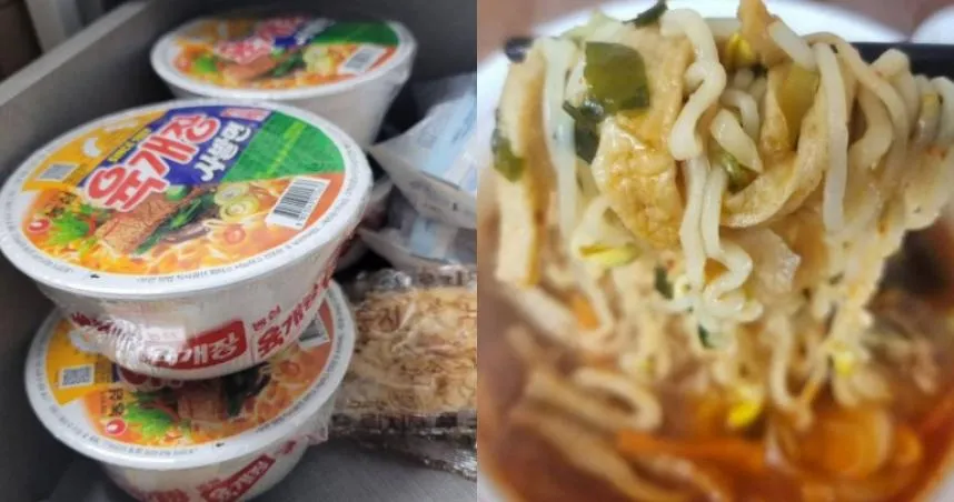 泡麵在沖泡過程中,麵體上的油脂與部分鈉含量會溶在第一次的熱水裡。(圖/取自gongbang_ro IG、seungwookhand IG)