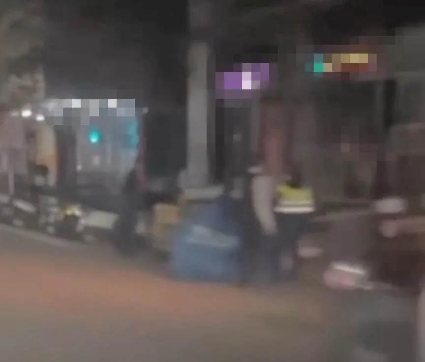 台中西屯區社區前爆墜樓。(圖/民眾提供)