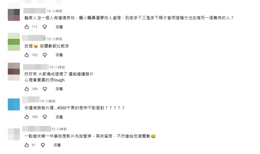 家寧影片上線後,留言區被大量批評聲浪灌爆。(圖/翻攝秘月期POPOO YouTube)