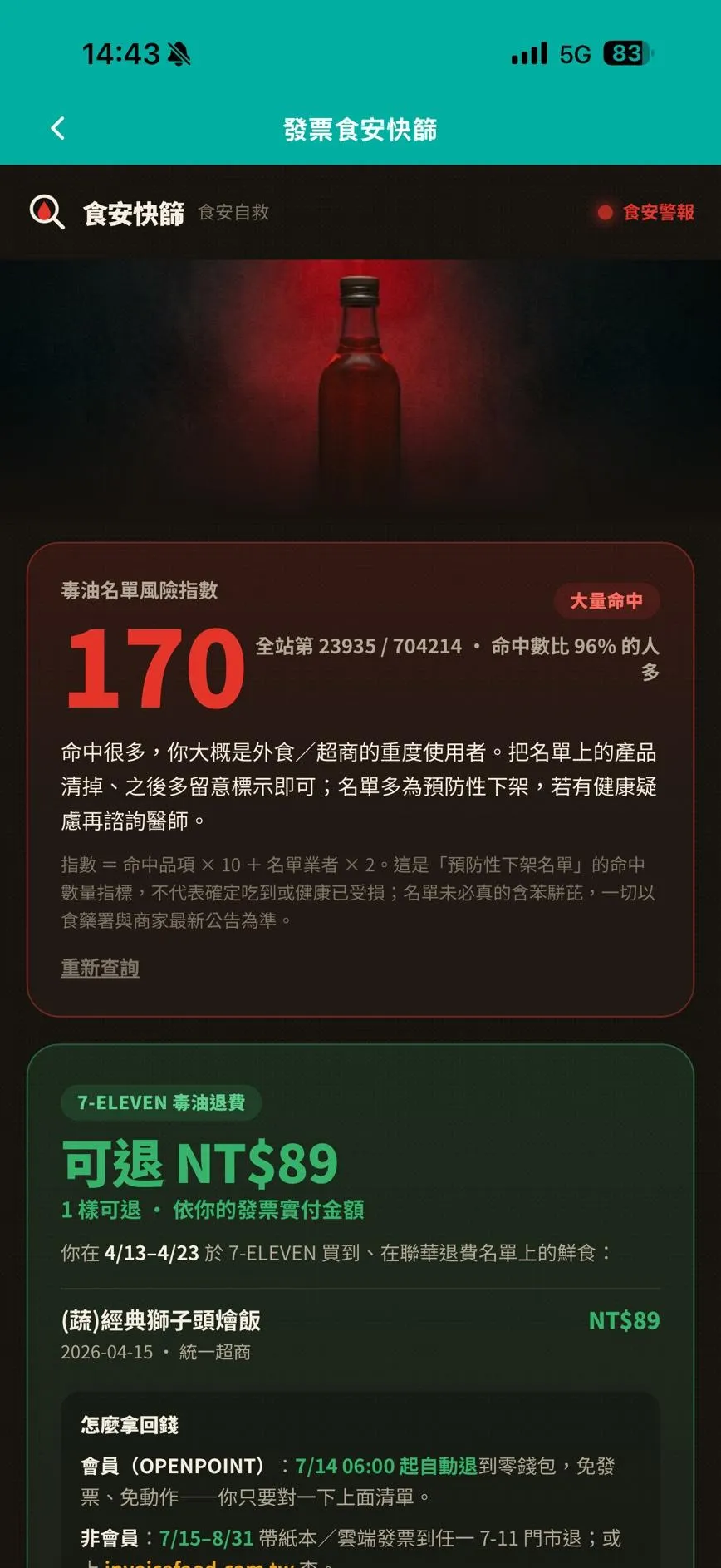 要是真的買到產品,也會列出可退費用與品項。(圖/翻攝畫面)