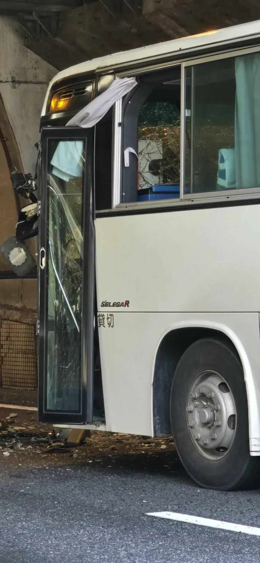 旅遊團在前往富士山的途中發生車禍。（圖／翻攝畫面）