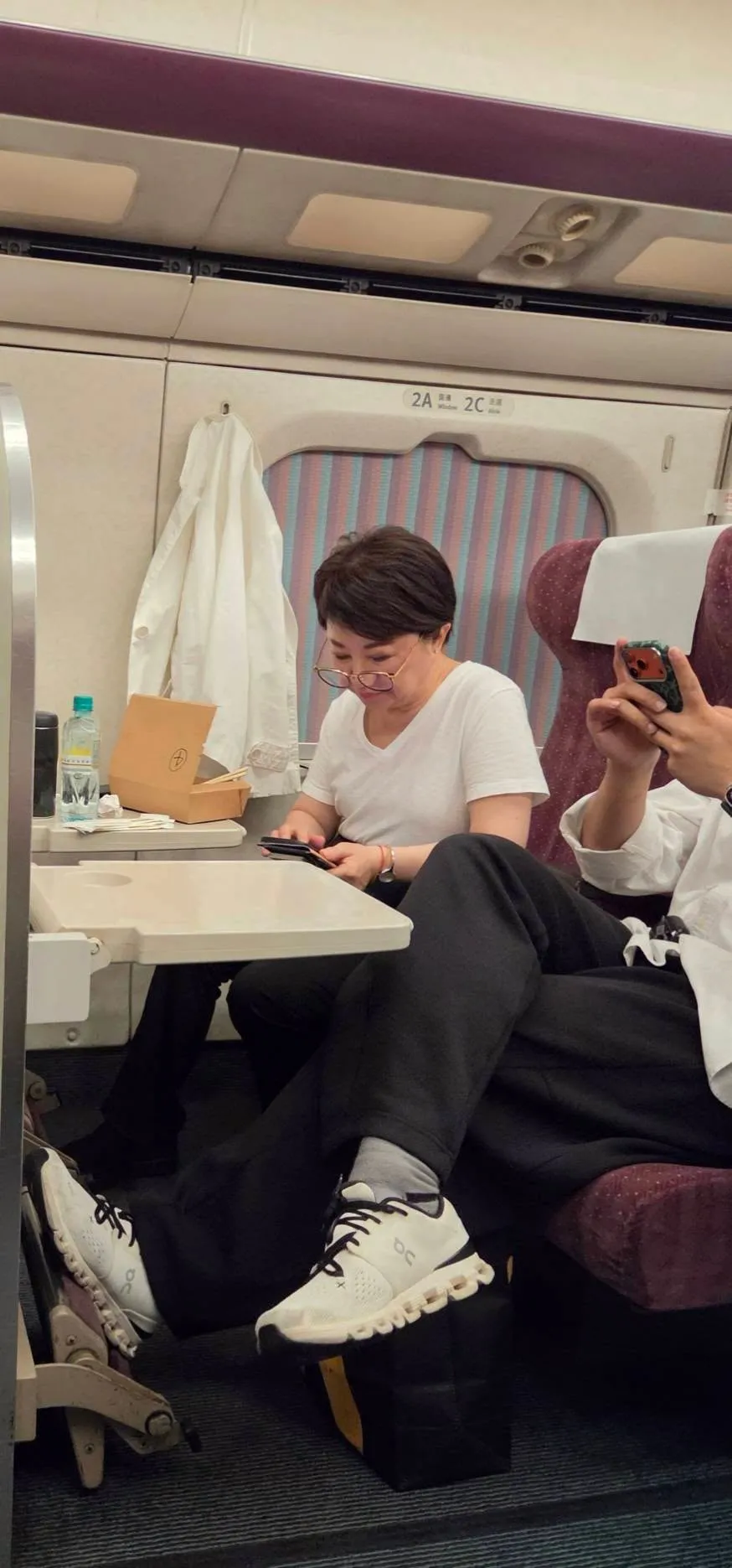 陳學聖在臉書PO出民眾搭高鐵遇到盧秀燕時，拍下的照片。（圖／翻攝陳學聖臉書）