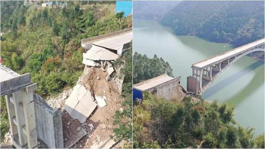 通車僅8年！「攔腰截斷」驚悚畫面曝　廣西斥資6300萬步頭大橋突坍塌