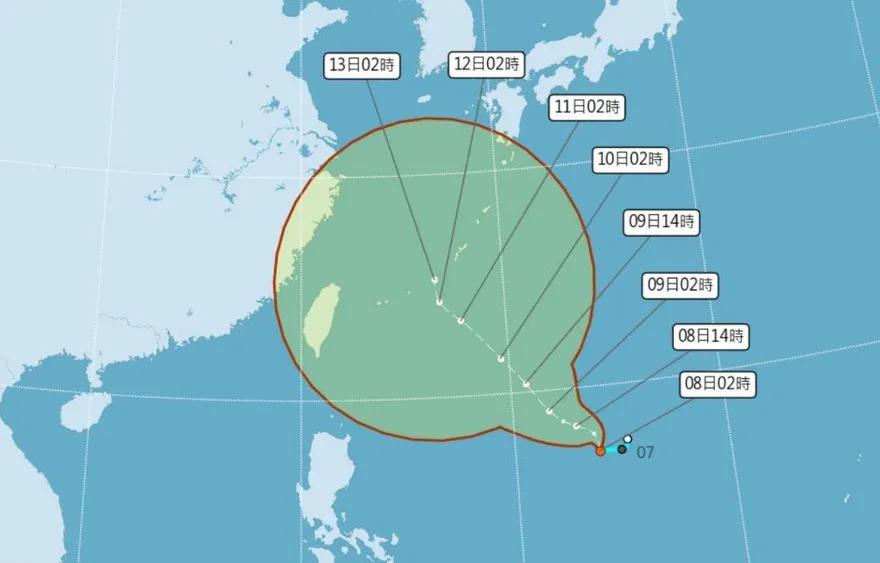 中秋連假迎雨彈！「梅花」恐今成颱強度中等　暴風圈掃台→連假變天時間曝