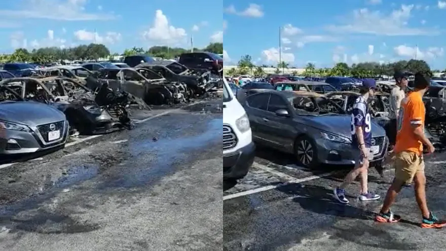 邊看球邊烤肉來吃！NFL球場「驚爆火燒車」　多輛車陷火海狂燒…全淪黑廢鐵