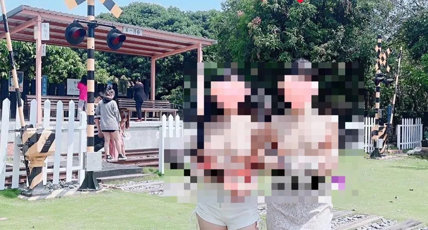 牛稠子車站公園裸打卡抓到了！把民眾當背景公然「露胸」　自拍動機4人竟這樣說…
