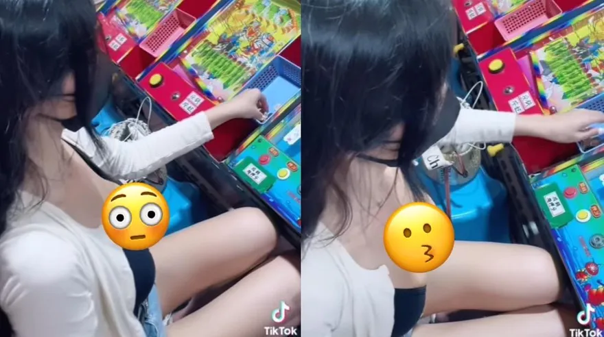 雪乳妹寧夏夜市打彈珠！核彈級UU一片布難藏　驚人身分遭起底…嬌喊：我超弱～