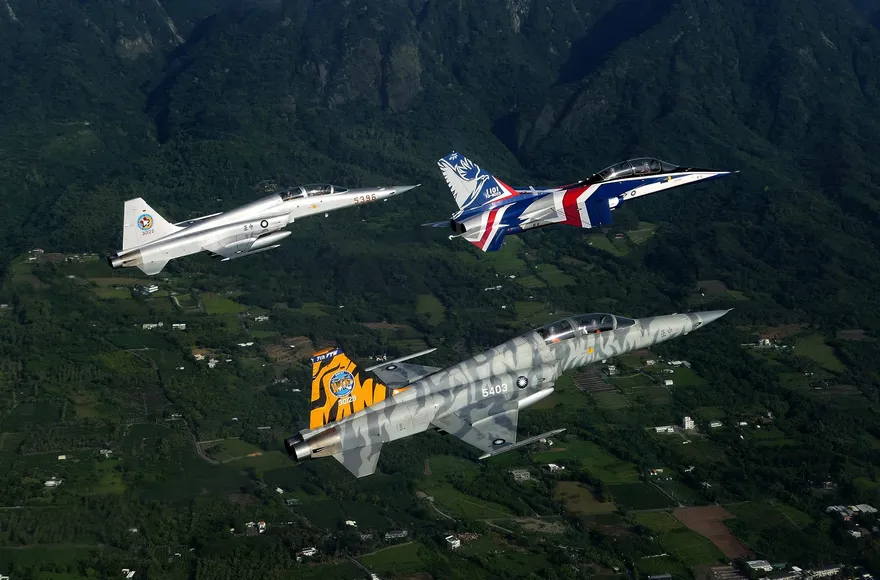 國慶預演／罕見畫面！台東F-5、勇鷹高教機難得同框