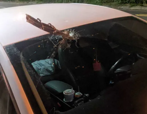 國道開車驚魂！「飛天鐵條」直插擋風玻璃　駕駛家屬嚇壞：差點上演絕命終結站