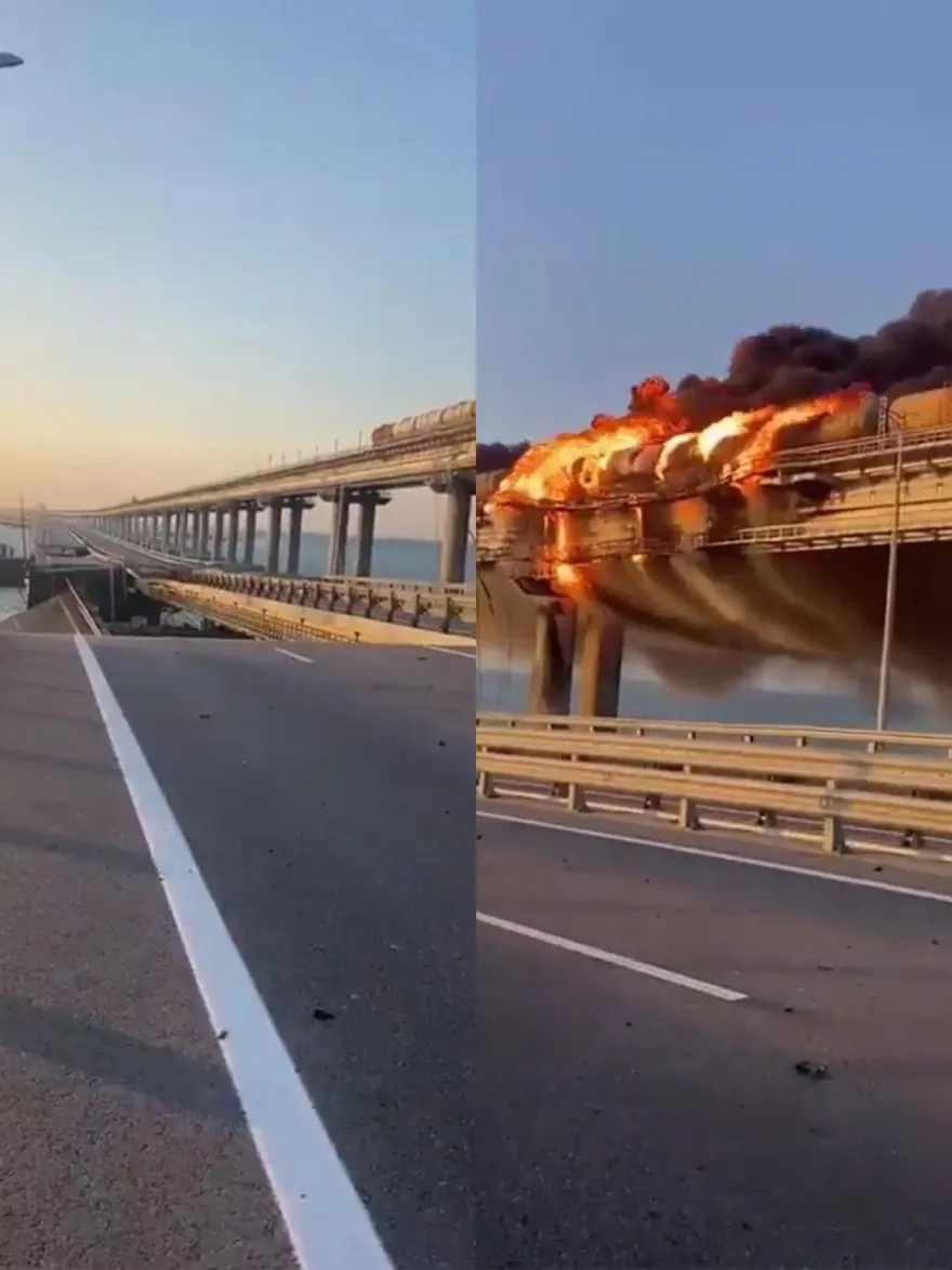 克里米亞大橋發生爆炸傷亡不明　部分橋體已坍塌墜入海中