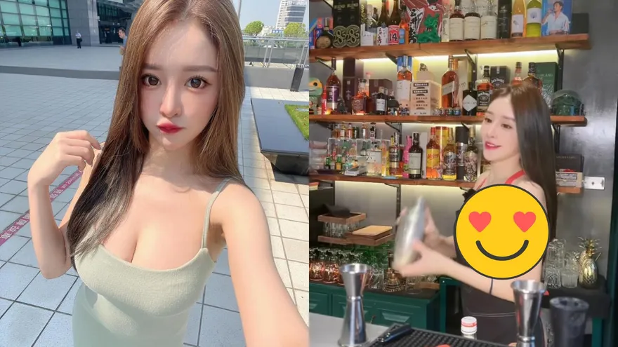 網紅調酒師「沒穿衣」賣力搖！渾圓美胸呼之欲出　身分揭底是護理系女神