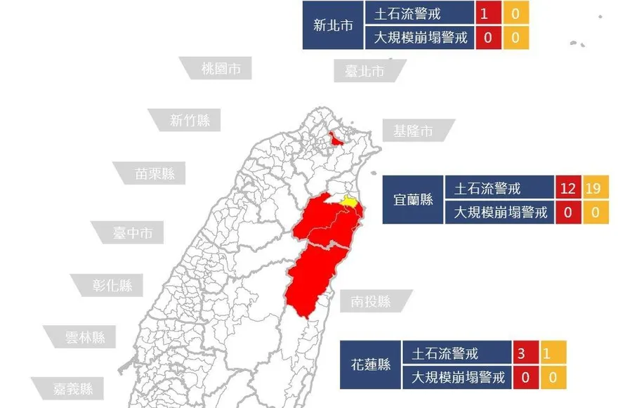 3縣市注意！共伴效應豪大雨狂襲　農委會水土局：土石流警戒區「擴增至36條」