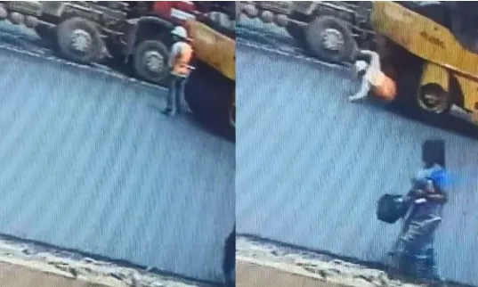 【影】保證讓你毛骨悚然！鋪路工人遭壓路機「來回輾」奪命36秒畫面