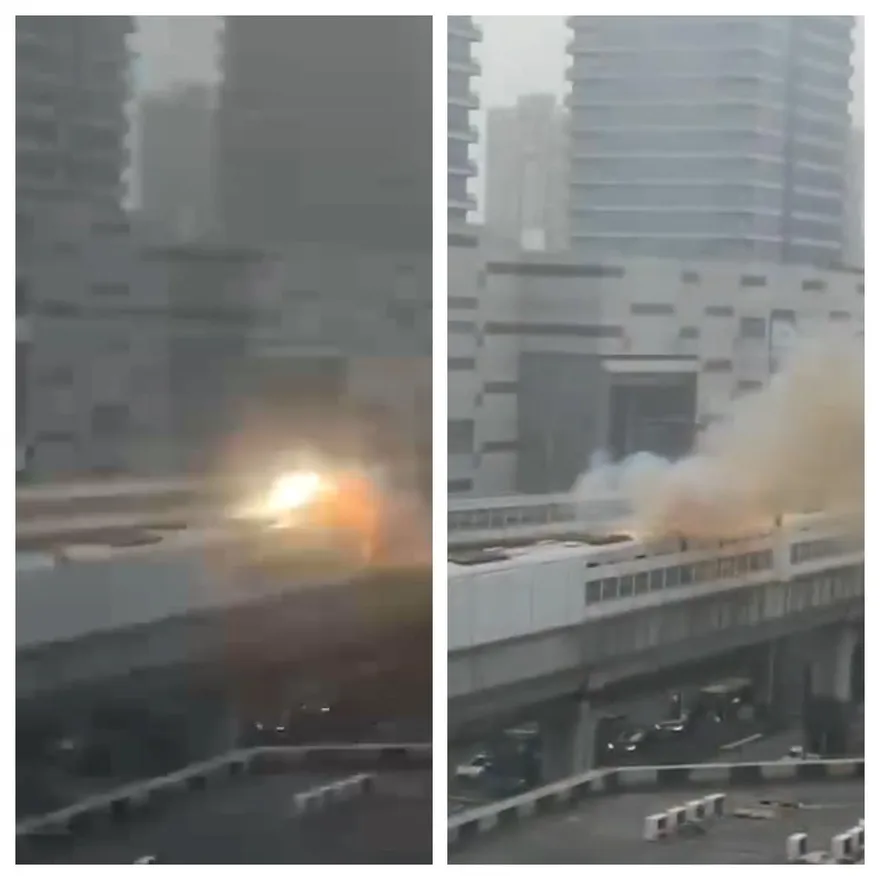 快訊/上海地鐵傳出巨大爆炸聲！影片畫面全被火焰籠罩