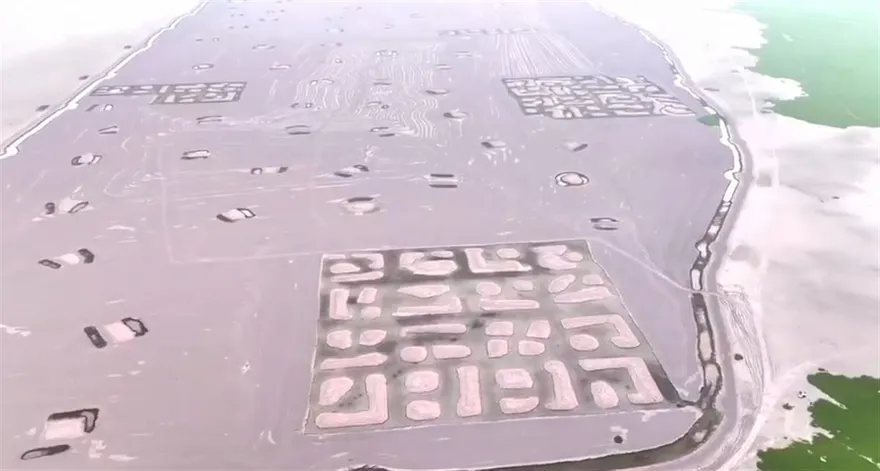 【影】激似QR Code!長江大旱洞庭湖底驚現神秘圖案　外星人手筆？官方回應了…