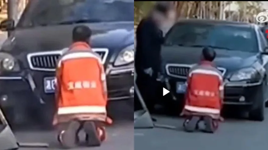 因垃圾掃上車當街羞辱！清潔工遭逼「路中央下跪」引全網震怒