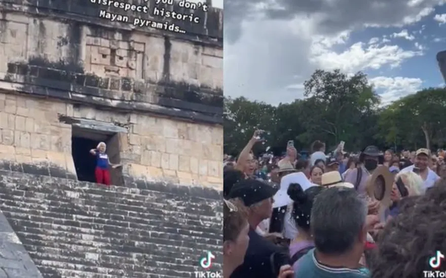 【影】女子爬上七大奇蹟「馬雅金字塔」拍抖音　跳蠢舞引眾怒