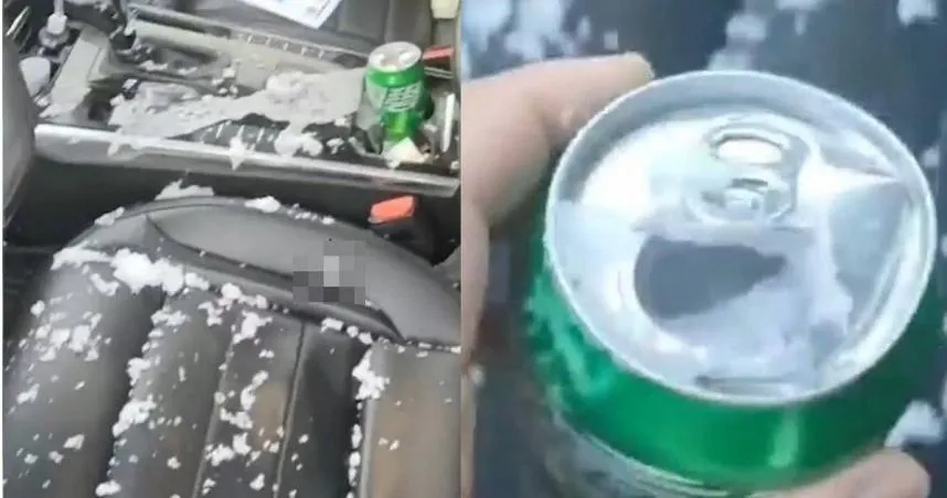 駕駛座見白稠結晶！他一摸「黏黏的」兇手是雪碧　車內膛炸曝經歷警惕過來人