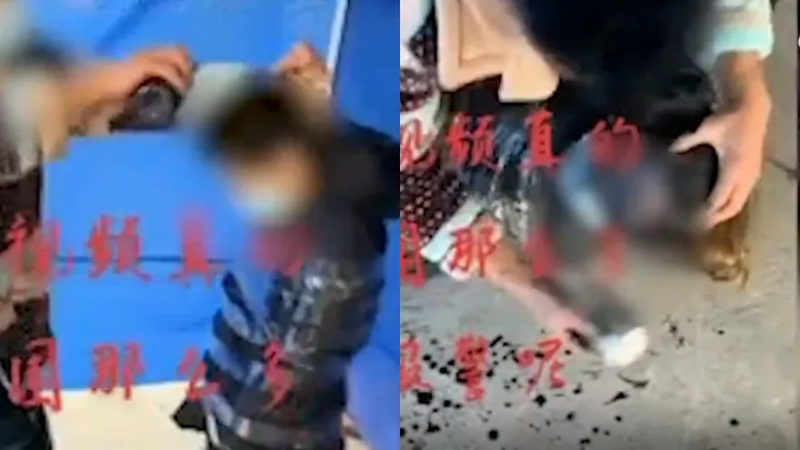 【影】綑綁壓地+墨水澆頭+皮鞭抽…女直播主打賭輸了遭6男圍攻　全身濕透痛哭喊「不要」