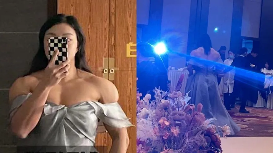 真「金剛芭比」！史上最「健美」伴娘　肌肉炸出小禮服…伴郎自嘲「壓力好大」