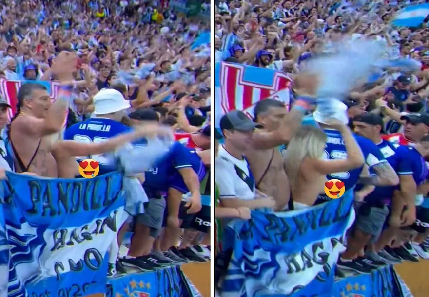 世足賽/脫了！阿根廷女粉絲甩奶慶功　嗨翻卡達小心被逮