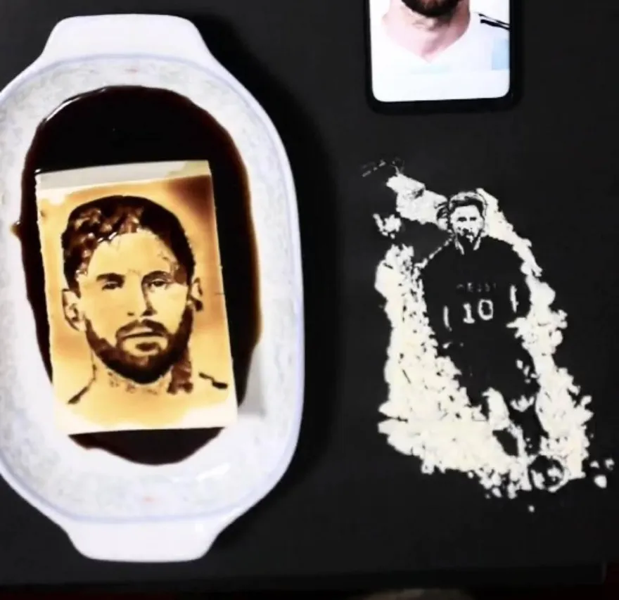 【影】一塊豆腐刻出3個梅西　陸大叔神技　網：最後一下絕了