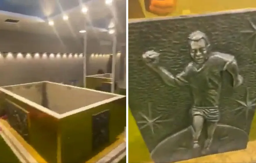 【影】人還沒走！球王比利病榻向親友道別　葬禮籌備現場曝光　金色棺材鑲嵌浮雕