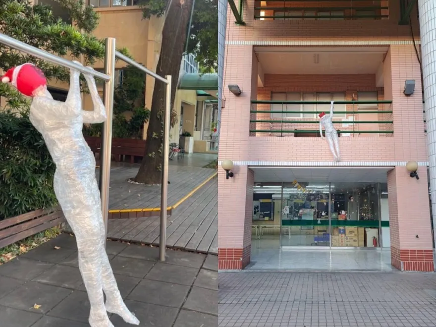 「半透明塑膠人」出沒台中女中！單手抓欄杆、身體懸掛在外　路過學生嚇壞