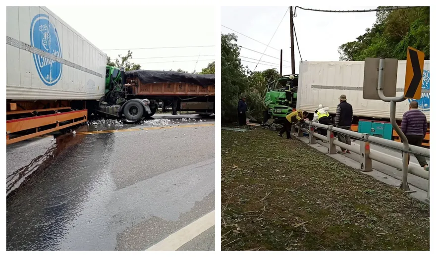 快訊/台9線大車對撞！砂石車「車頭盡毀」偏移　插破一旁護欄慘狀曝