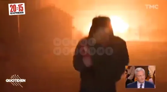 影/法國記者深入烏克蘭連線遇飛彈轟炸　身後突然爆炸驚險場面曝