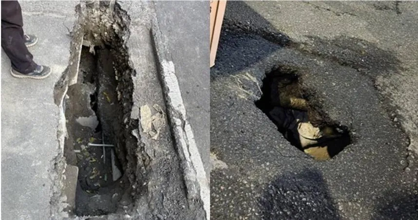 北市路面突冒3米坑！佔2車道警急疏導　涵管破裂釀禍