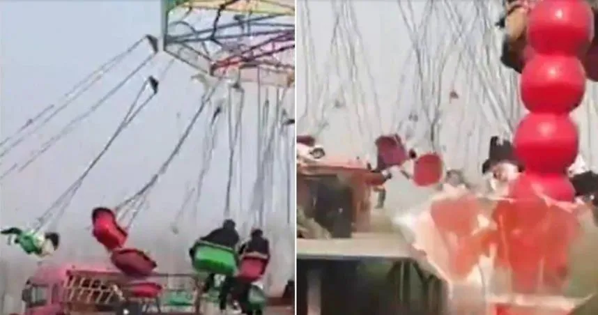 影/纜繩纏繞變「麻花」！旋轉鞦韆空中互撞　遊客慘遭甩飛超驚險