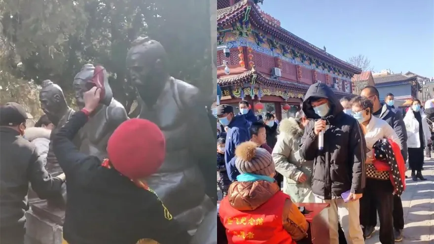 影/電影效應！4000人狂背《滿江紅》獲免票逛岳飛廟　景區排長龍只為打「秦檜」