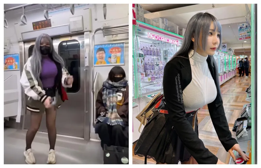 影/網紅F級身材乳搖日本！電車開晃「恥度破表」…連乘客都瞪大眼