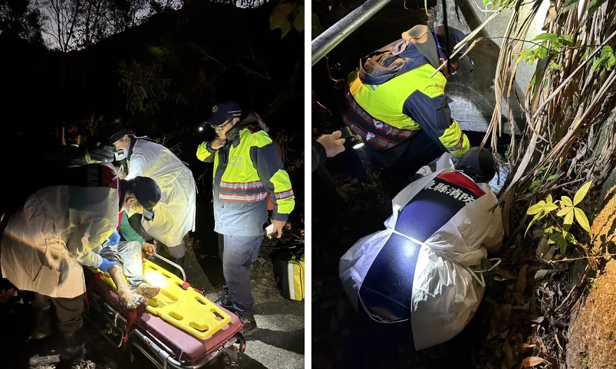 摸黑摔落3米深水溝！屏東三地門1男子「警消協助爬出」驚險脫困