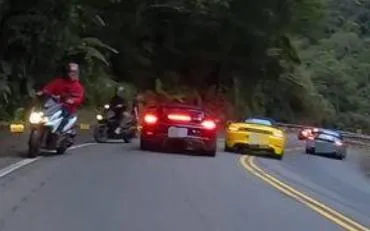 影/北宜驚現超跑保時捷猴群！「逆向超車亂飆」騎士嚇歪險撞山壁　轄區警方說話了