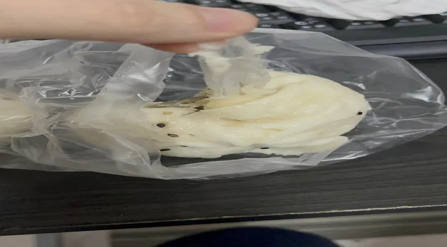 影/平生吃到最可怕！網友大口一咬肉包　驚現14公分「透明條狀物」