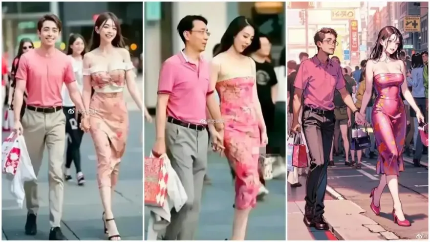 陸國企高層牽手小三逛街成「名場面」　掀粉紅色情侶裝模仿潮…「二次元」都來插一腳