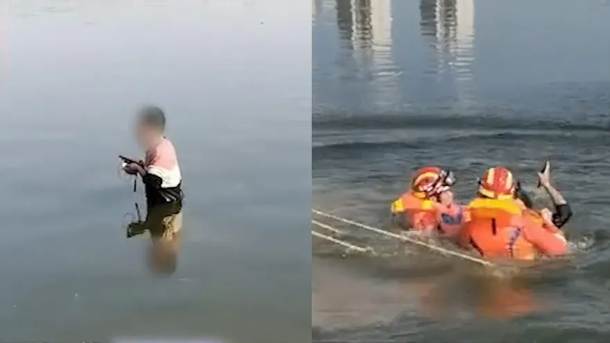 影/男子欲跳河輕生被抬走…高喊「我還有電動車沒拿呢」　網笑翻：救援現場像說相聲