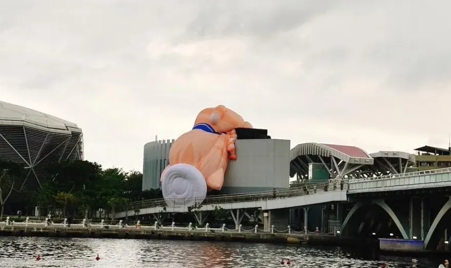 熱到罷工！高流「蜜柑站長」大氣球突消風　原來是眼睛破掉了