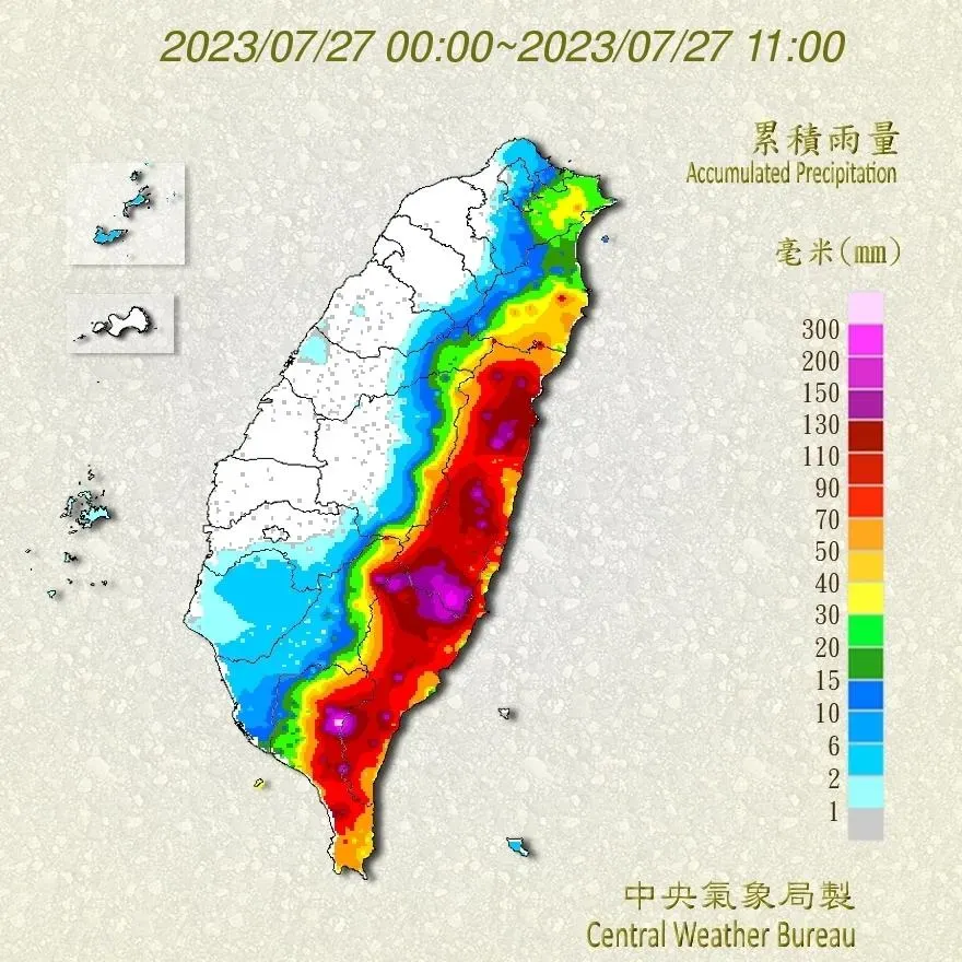 杜蘇芮民生/東部慎防超大豪雨轟炸　屏東泰武累積雨量飆破433毫米